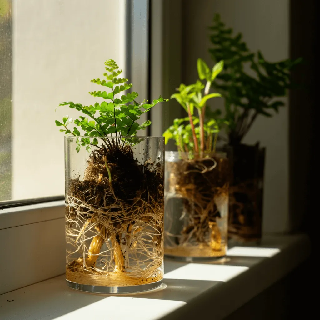 Clear Containers with Roots