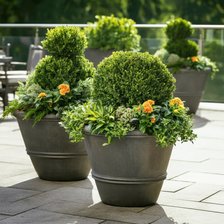 Evergreen Shrubs in Containers