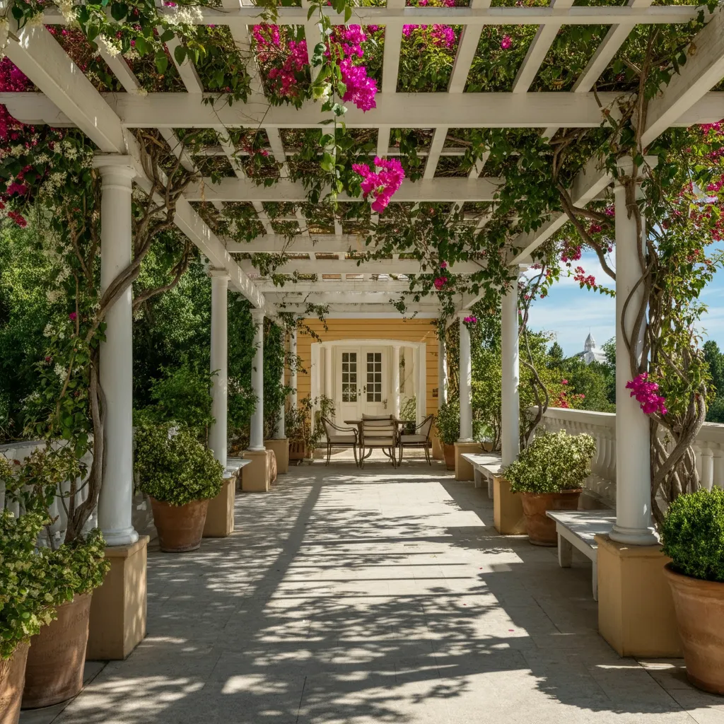 Pergola with Flowering Creepers