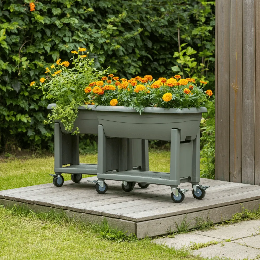 Rolling Planters on Deck