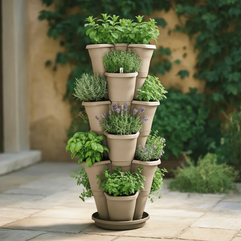 Stackable Planters with Herbs