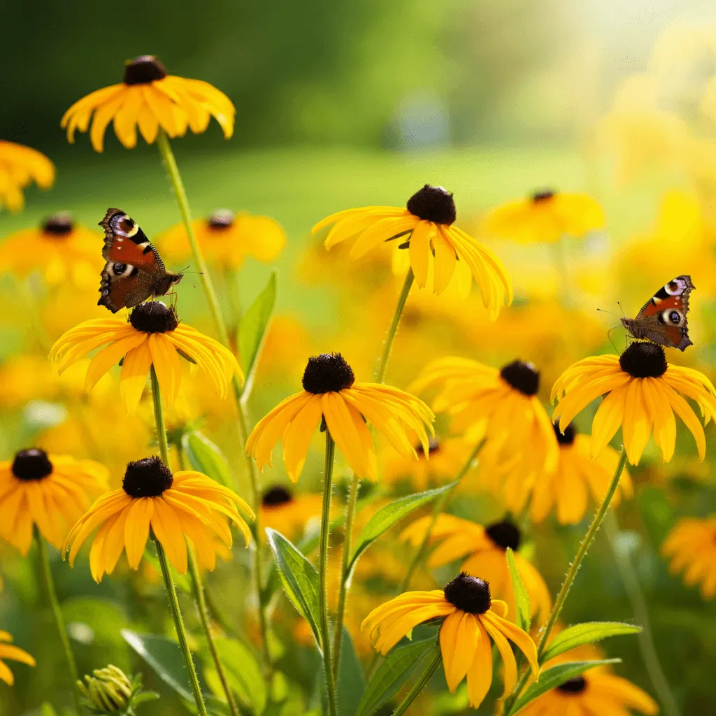 Black-Eyed Susan with Butterflies