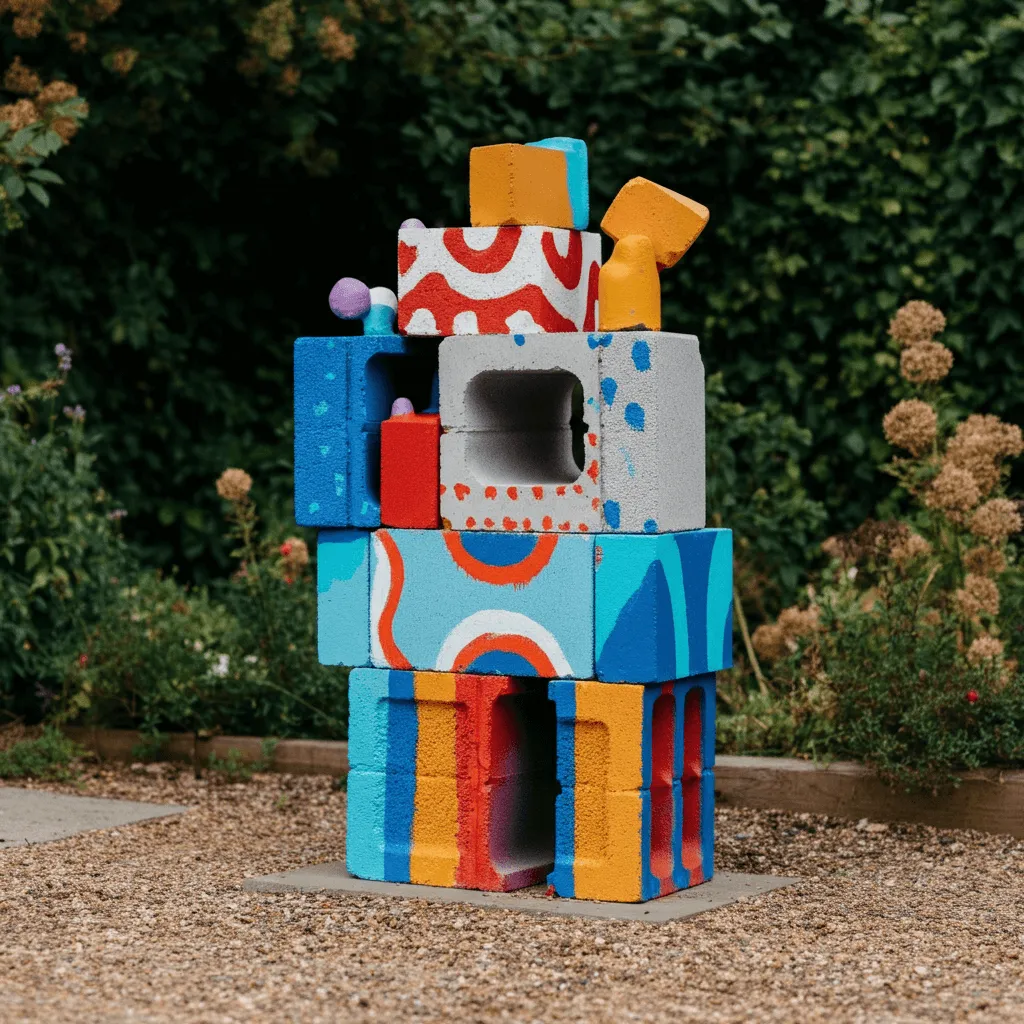 Cinder Block Garden Art