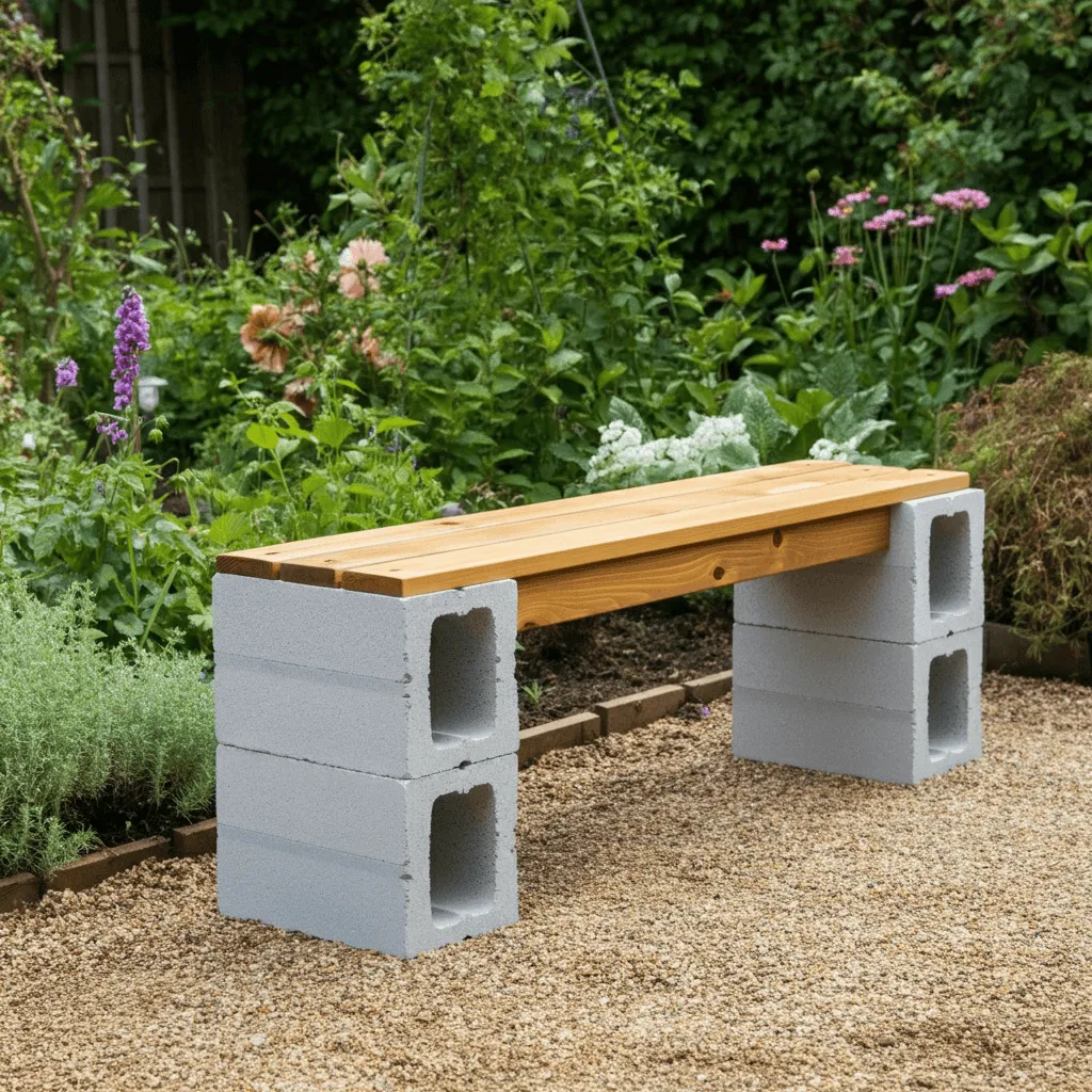 Cinder Block Garden Bench