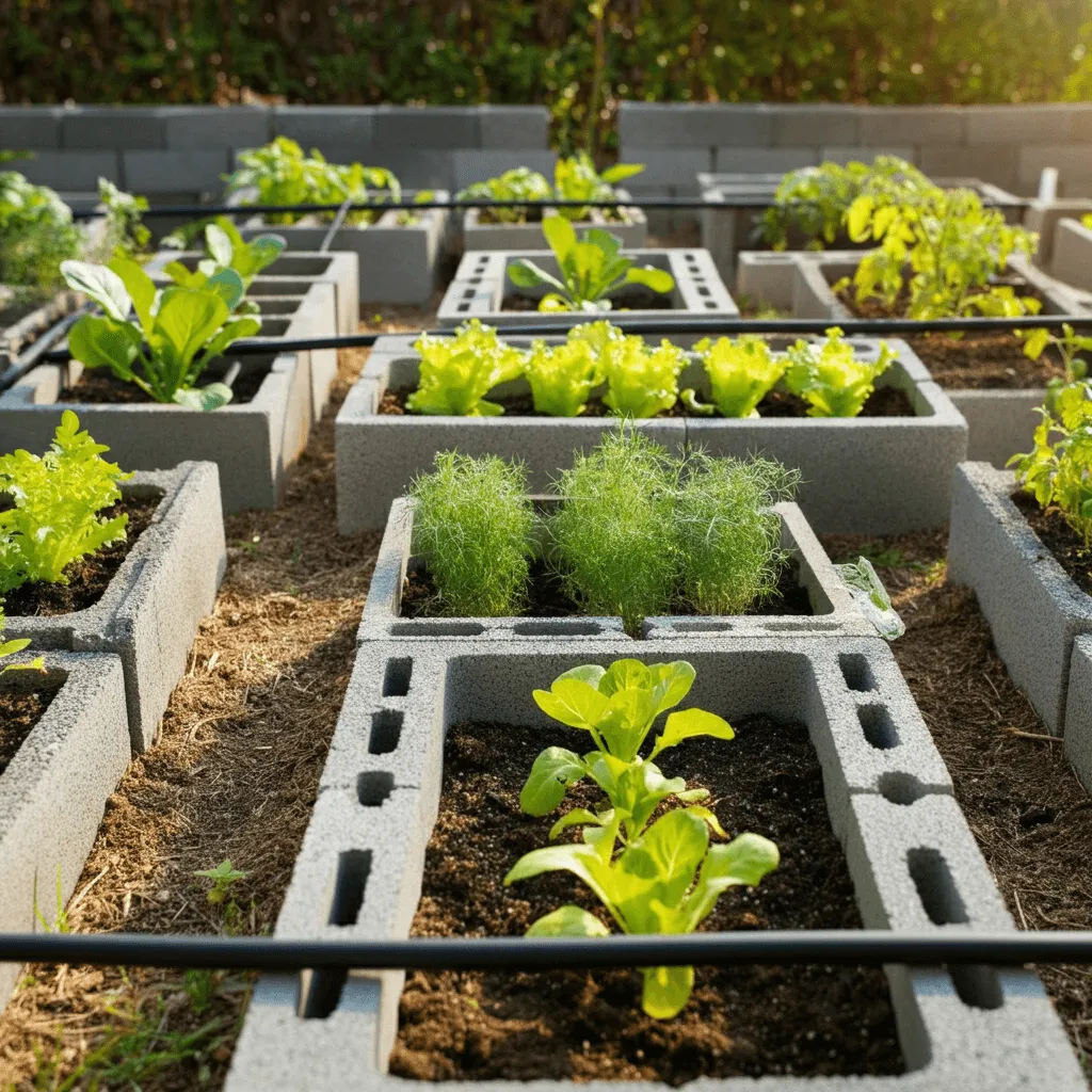 Cinder Block Mini Vegetable Garden