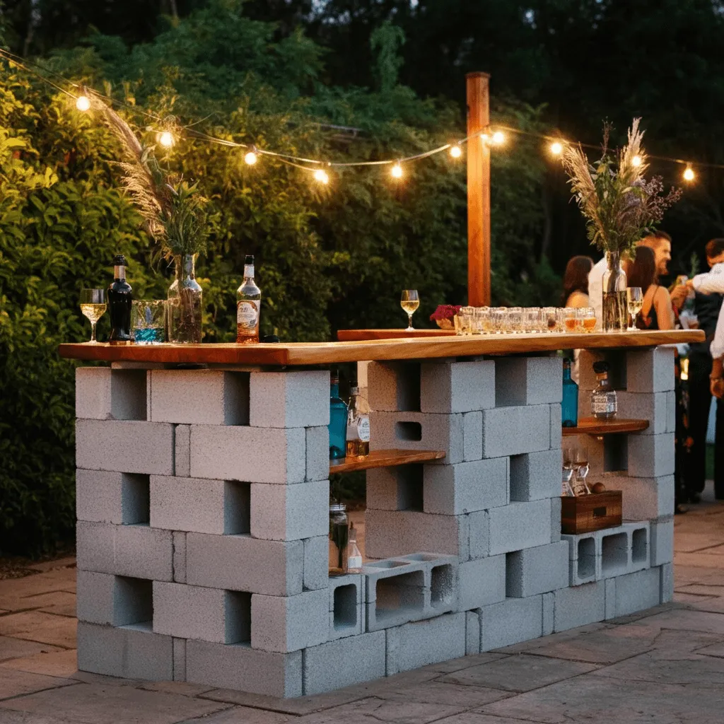 Cinder Block Outdoor Bar