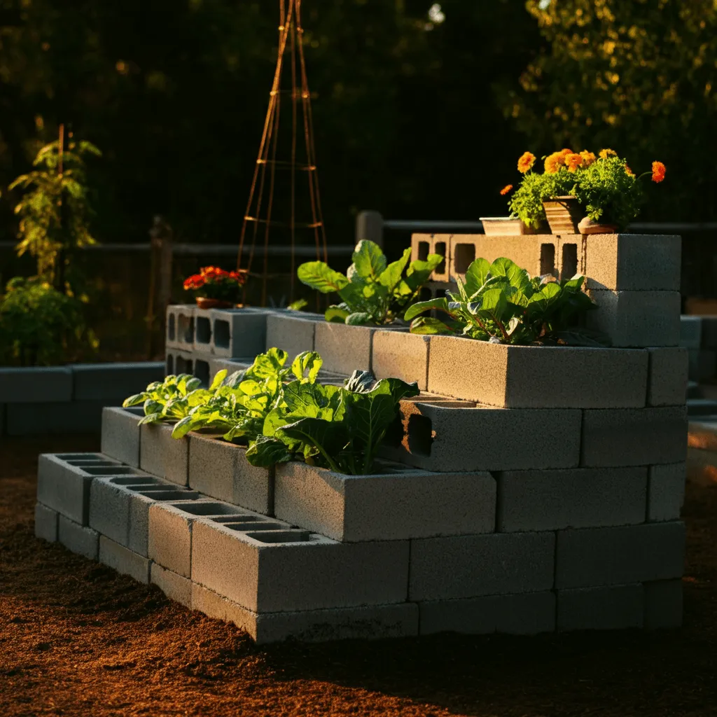 Cinder Block Raised Flower Beds
