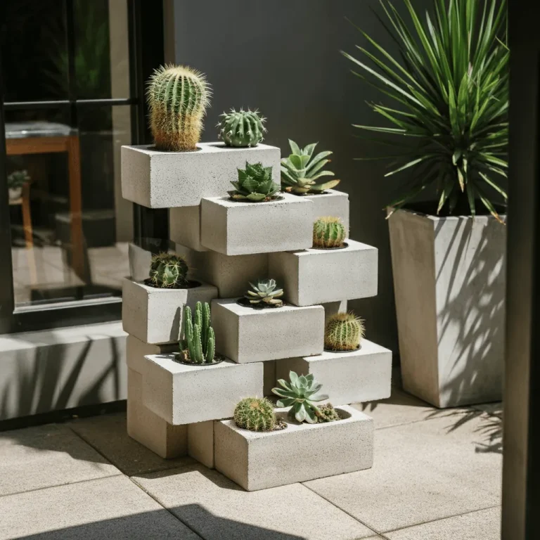 Concrete Block Plant Stand