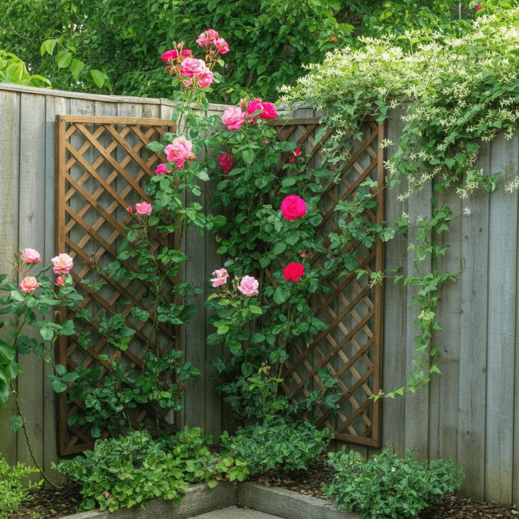 Corner Trellis with Climbing Plants