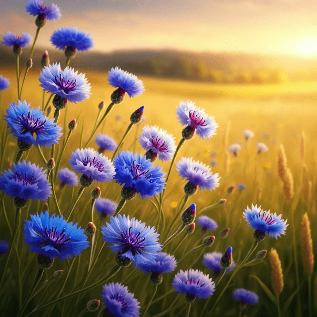 Cornflowers in Rustic Garden