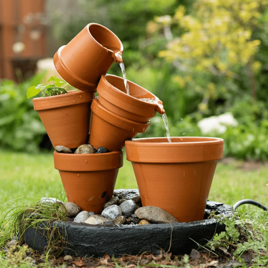 DIY Recycled Pot Fountain