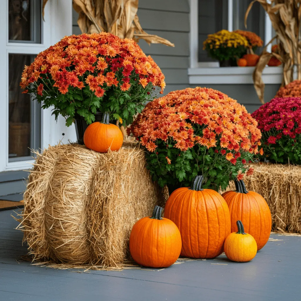 Fall Porch with Mums