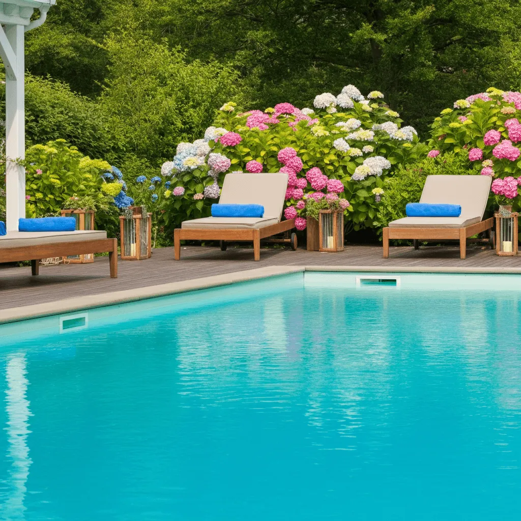 Hydrangeas Poolside Decor