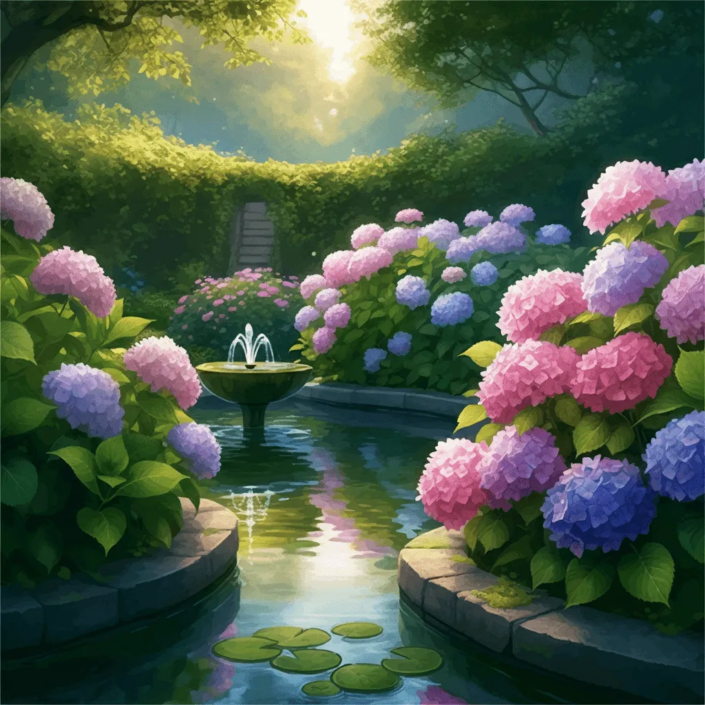 Hydrangeas Water Feature