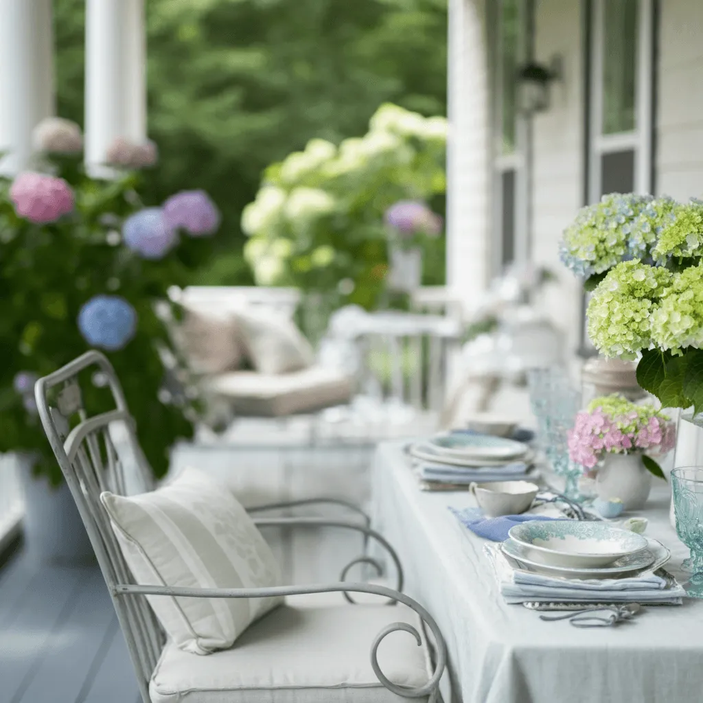 Hydrangeas on Romantic Porch