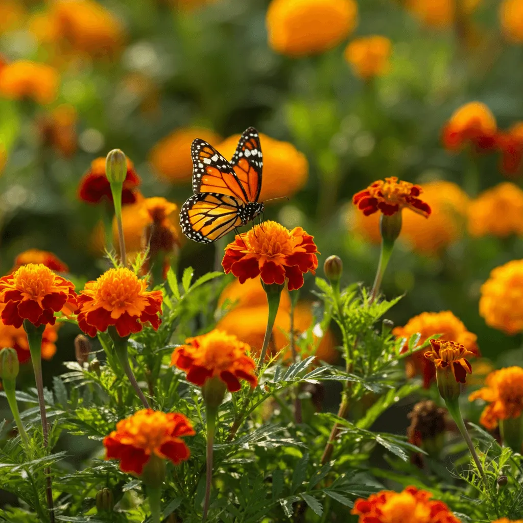 Marigolds with Butterflies