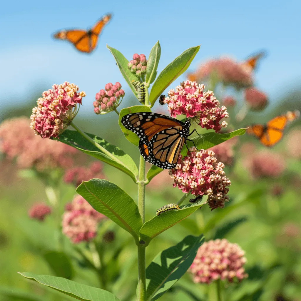 Milkweed with Monarch Butterflies
