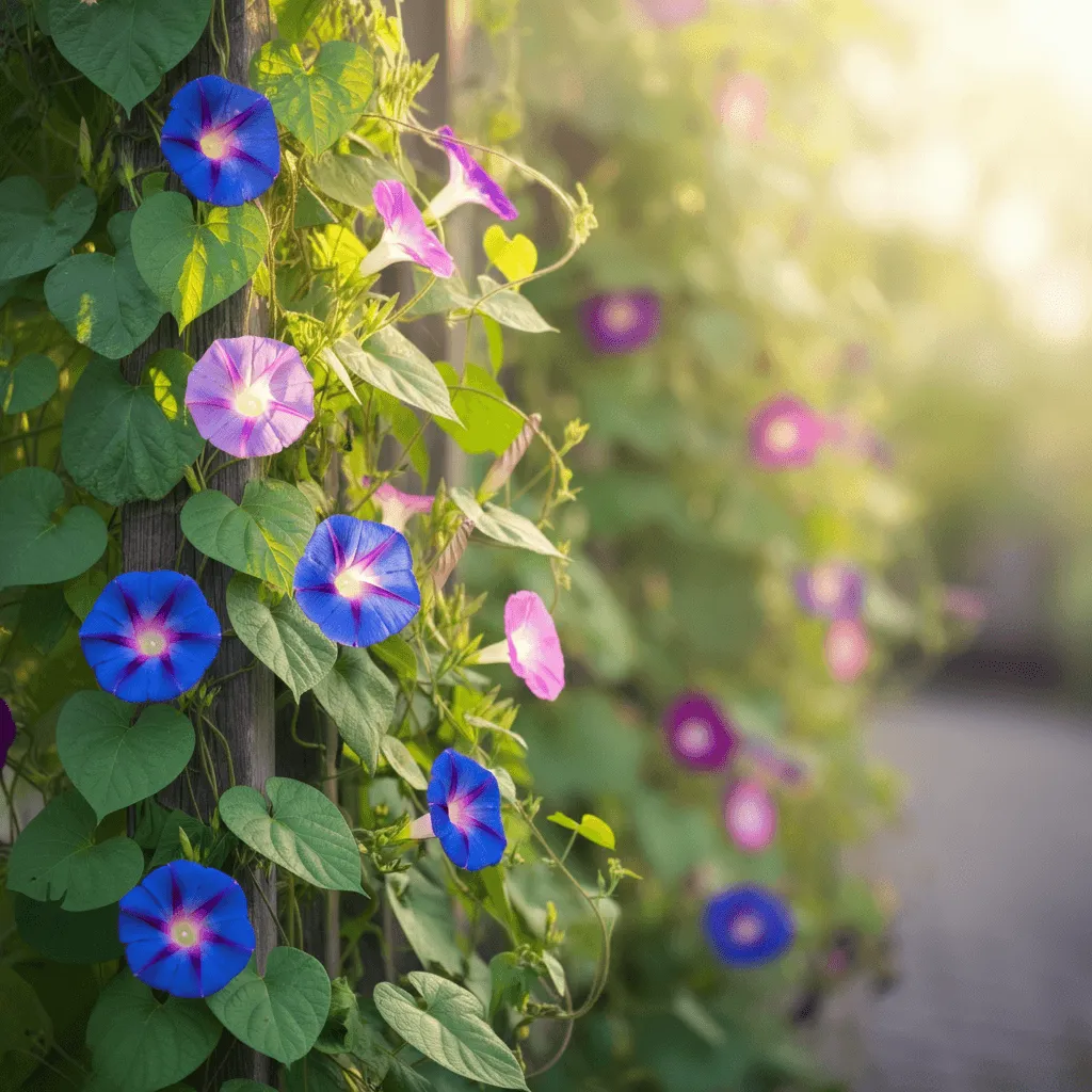 Morning Glories on Fence
