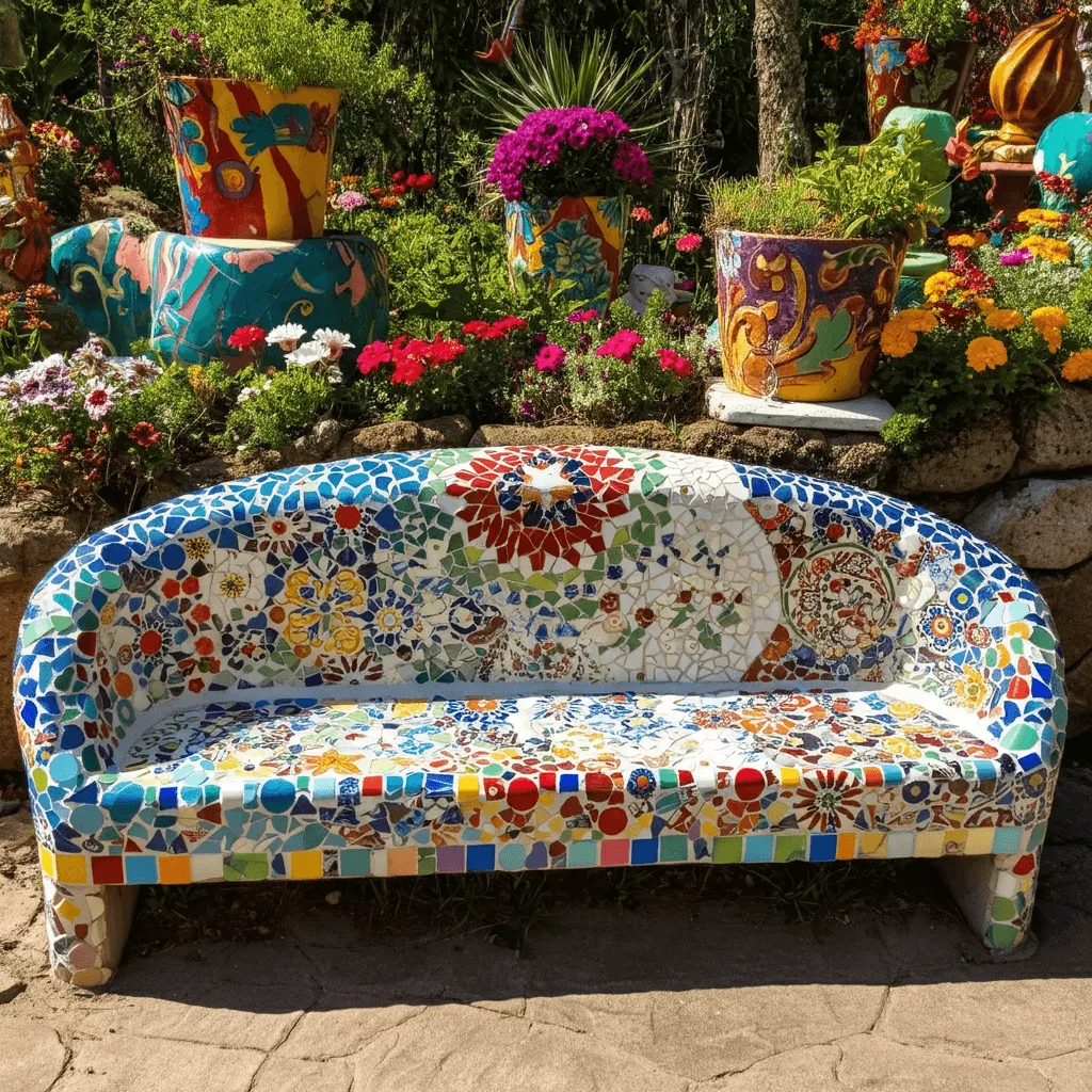 Mosaic-Topped Bench