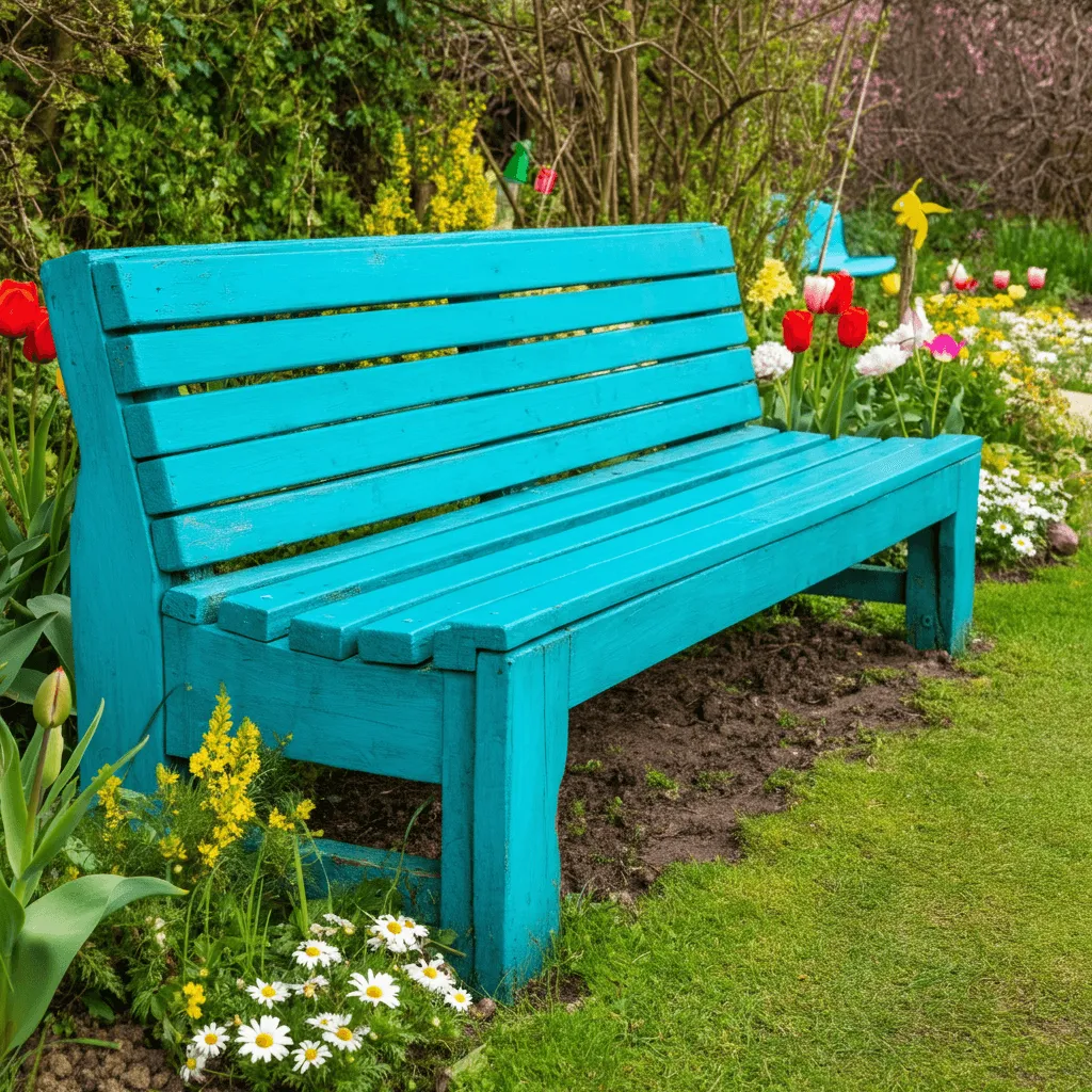 Painted Garden Bench