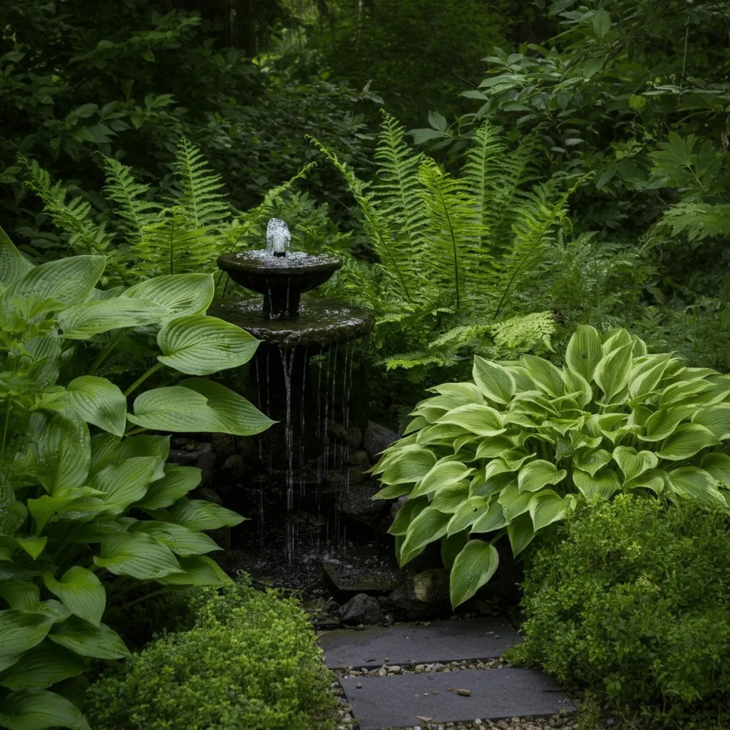 Water Feature Shade Garden